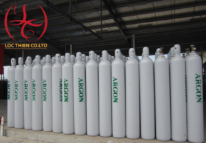 Argon gas is stored in specialized gas cylinders.